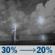 Tonight: A chance of showers and thunderstorms before 8pm, then a chance of showers and thunderstorms between 8pm and 1am. Partly cloudy. Low around 75, with temperatures rising to around 77 overnight. South wind 3 to 10 mph. Chance of precipitation is 30%. New rainfall amounts less than a tenth of an inch possible. Tonight: Chance Showers And Thunderstorms