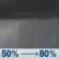Tonight: Rain showers after 7pm. Mostly cloudy. Low around 47, with temperatures rising to around 52 overnight. West wind around 8 mph. Chance of precipitation is 80%. New rainfall amounts between a tenth and quarter of an inch possible. Tonight: Rain Showers